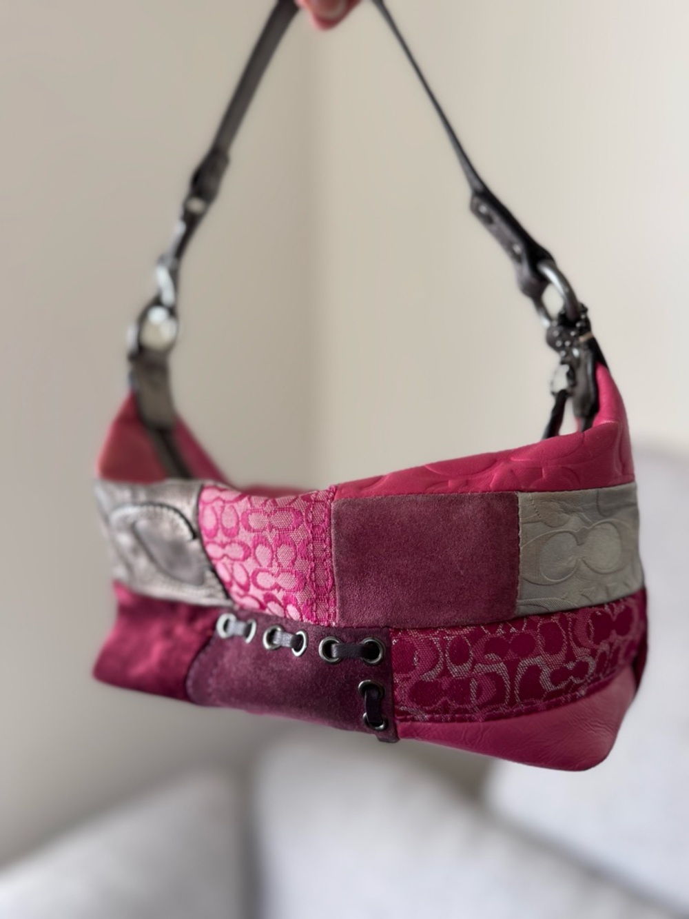 Vintage Coach Patchwork Pink Shoulder Bag